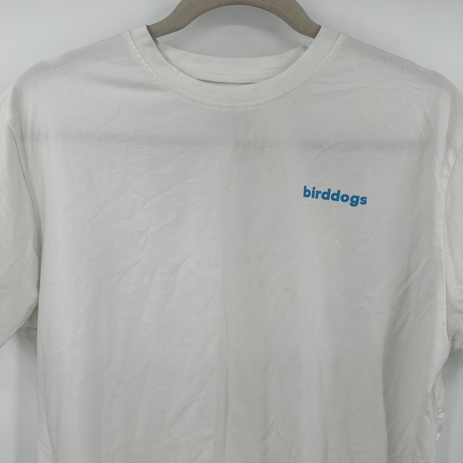 Birddogs White Short Sleeve Bird Design Stretch T-Shirt Size Large