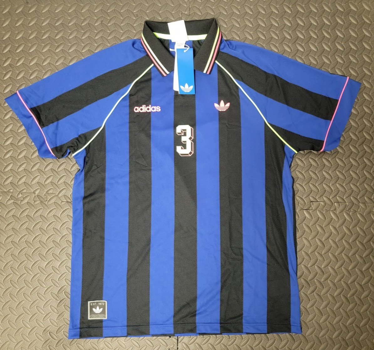 NEW MEN&rsquo;S ADIDAS ORIGINALS TREFOIL STRIPE JACQUARD SHIRT ~SIZE LARGE #KD2307
