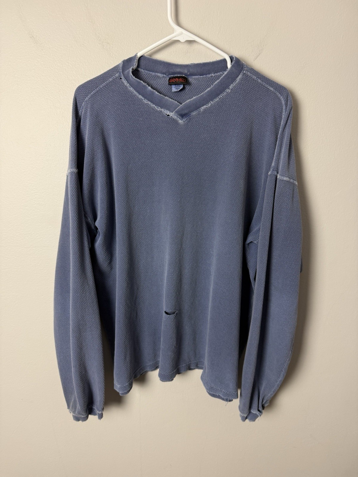 Vintage Gramicci Men&rsquo;s M Blue 90s Long Sleeve Shirt Worn