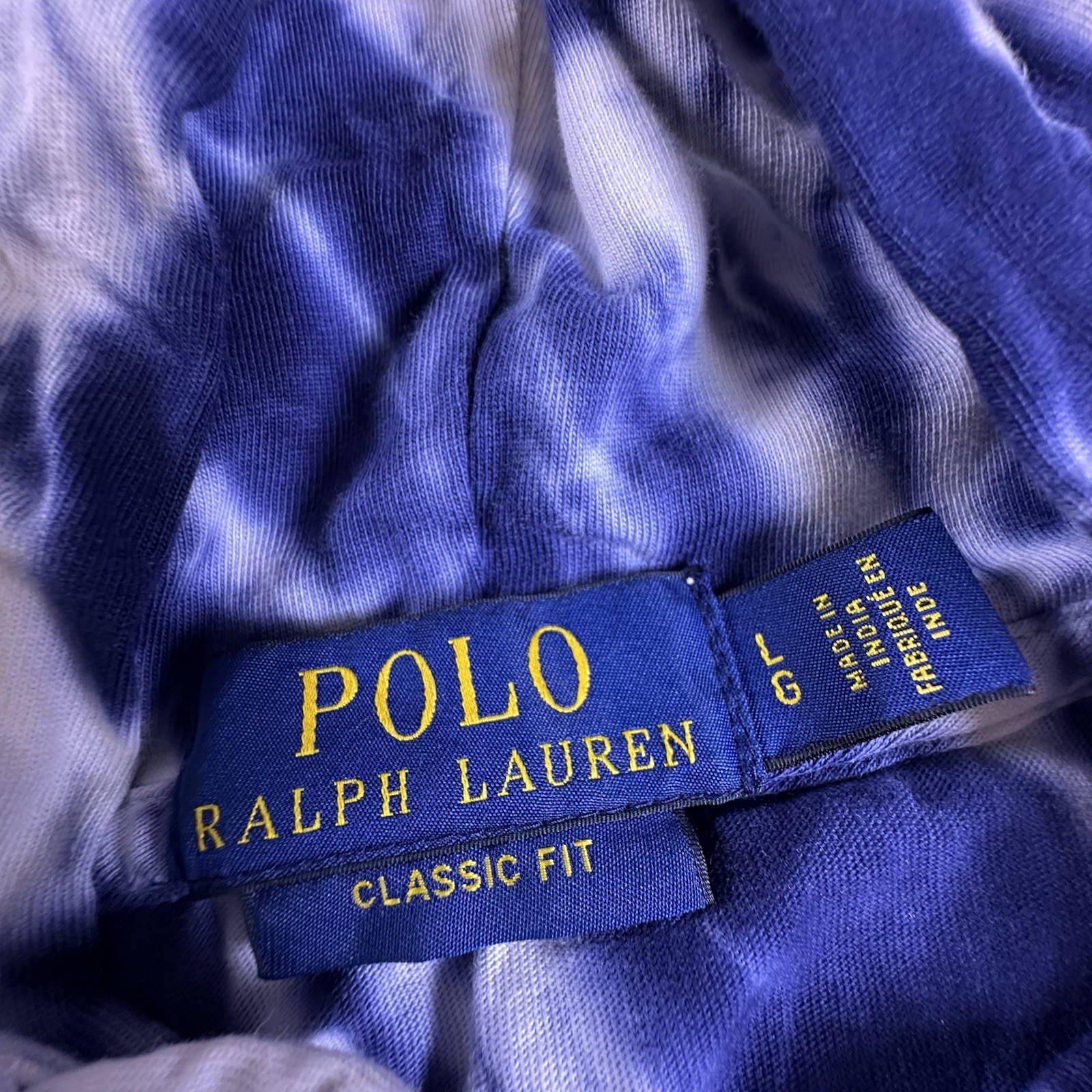 Polo Ralph Lauren Hooded T Shirt Mens L Red White Blue Tie Dye Long Sleeve Tee