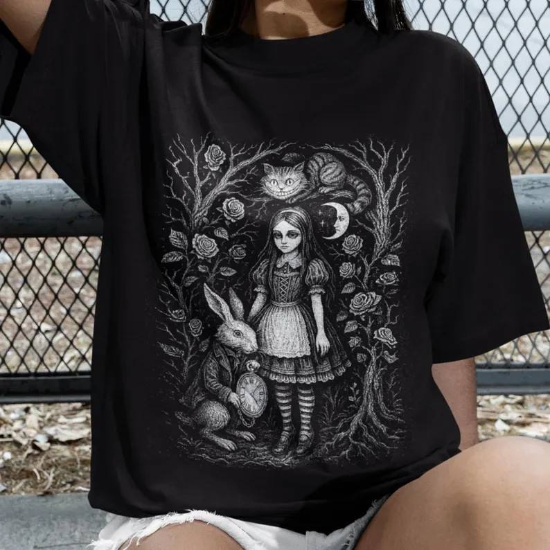 Alice in Wonderland Gothic T-Shirt: Unisex Softstyle Whimsigoth Tee