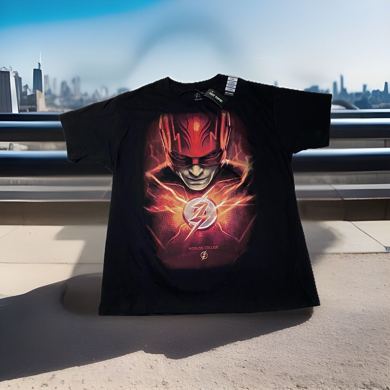 DC Comics T Shirt The Flash Portrait Lightning Tee Adult XL TG EG