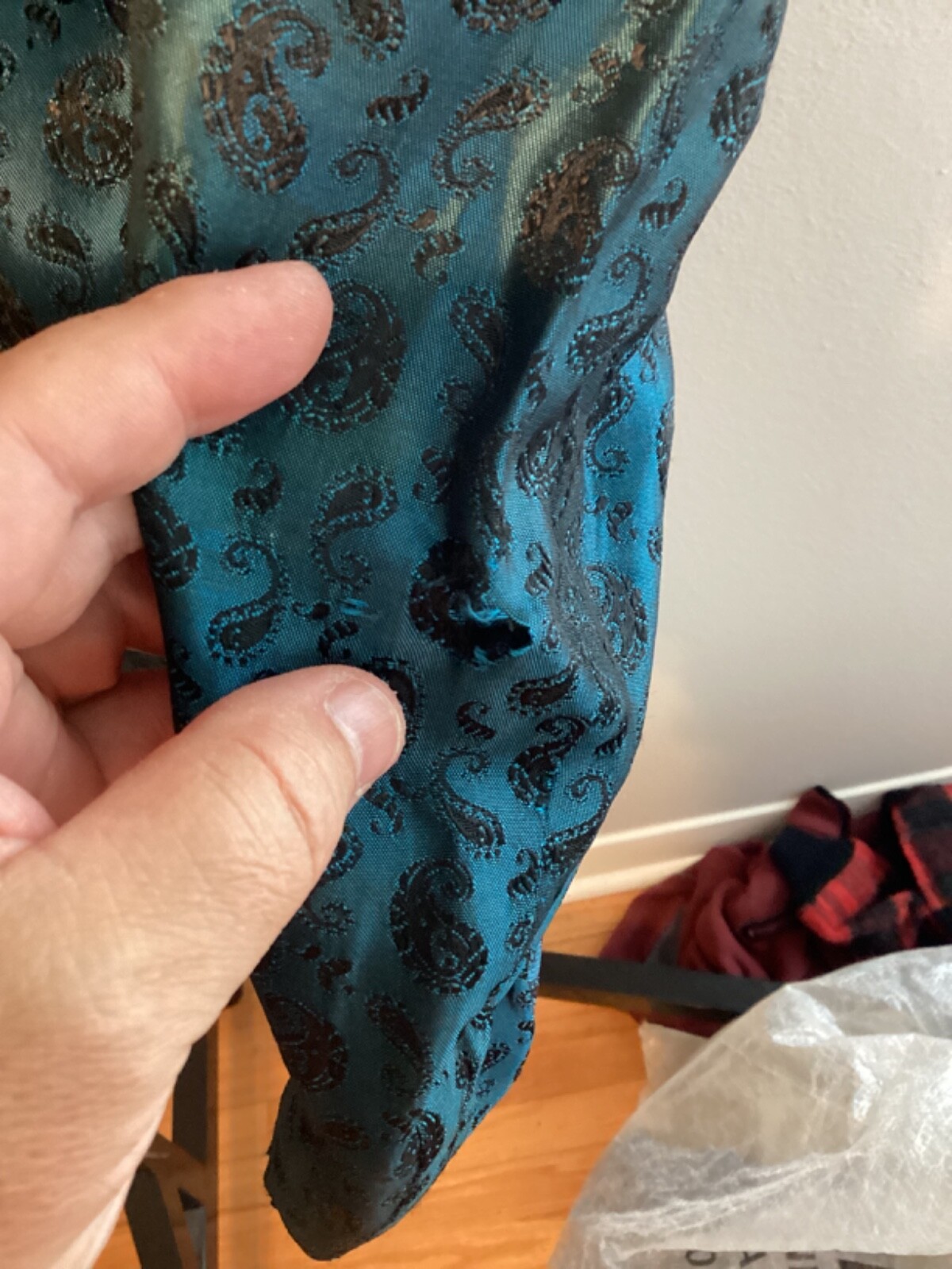 60s Vintage Men&rsquo;s Silk Brocade Blue Black Tux Dinner Jacket Size 42 MOD Atomic