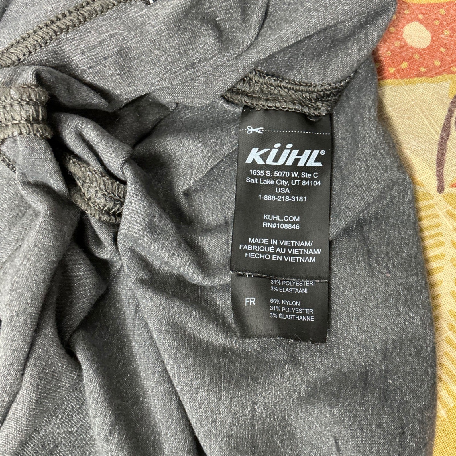 Kuhl Mens Small Long Sleeve Crew Neck Tapered Fit Gray Heathered Hiking Shirt