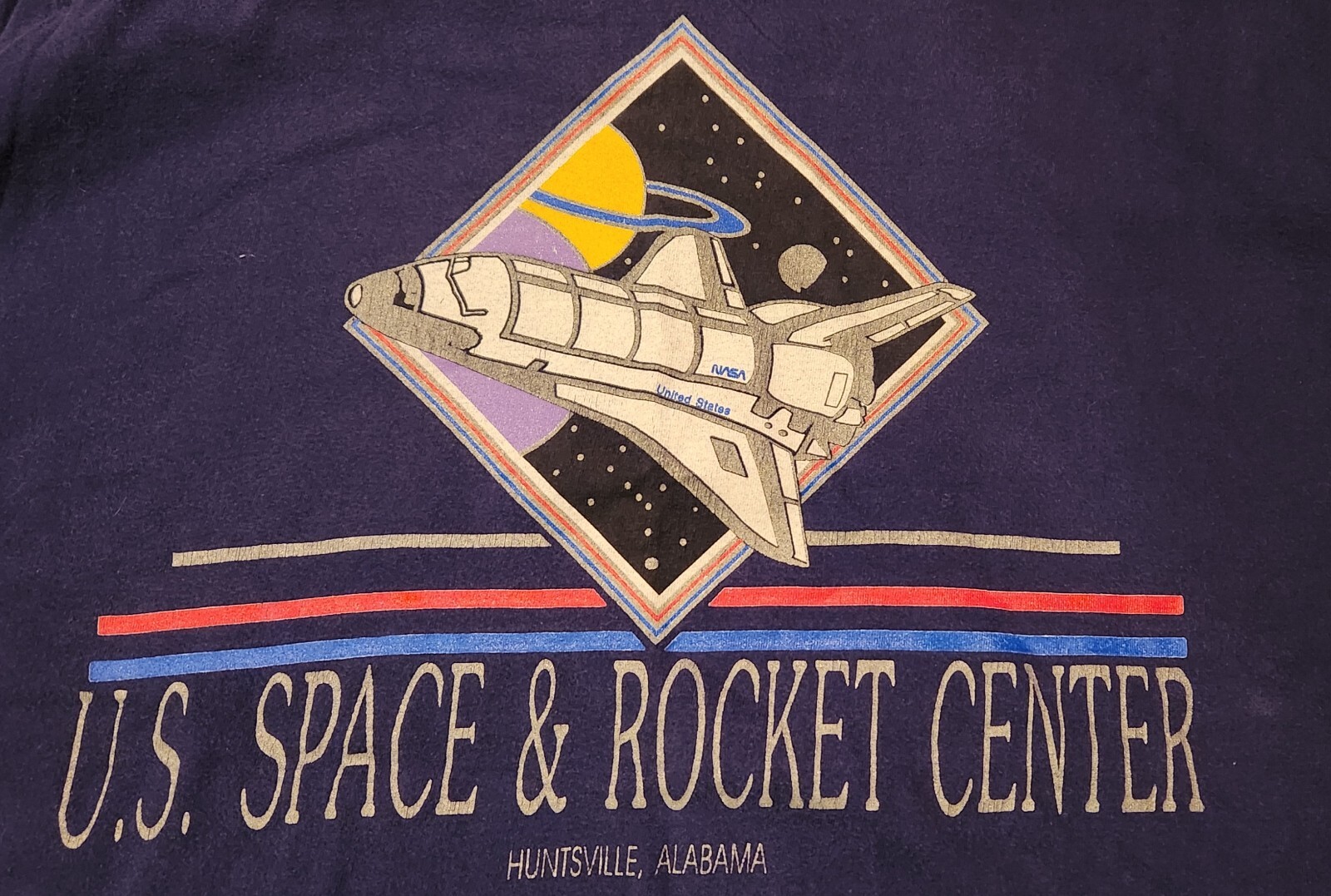 Vintage NASA US Space & Rocket Center Shirt XL Single Stitch Hanes Beefy T