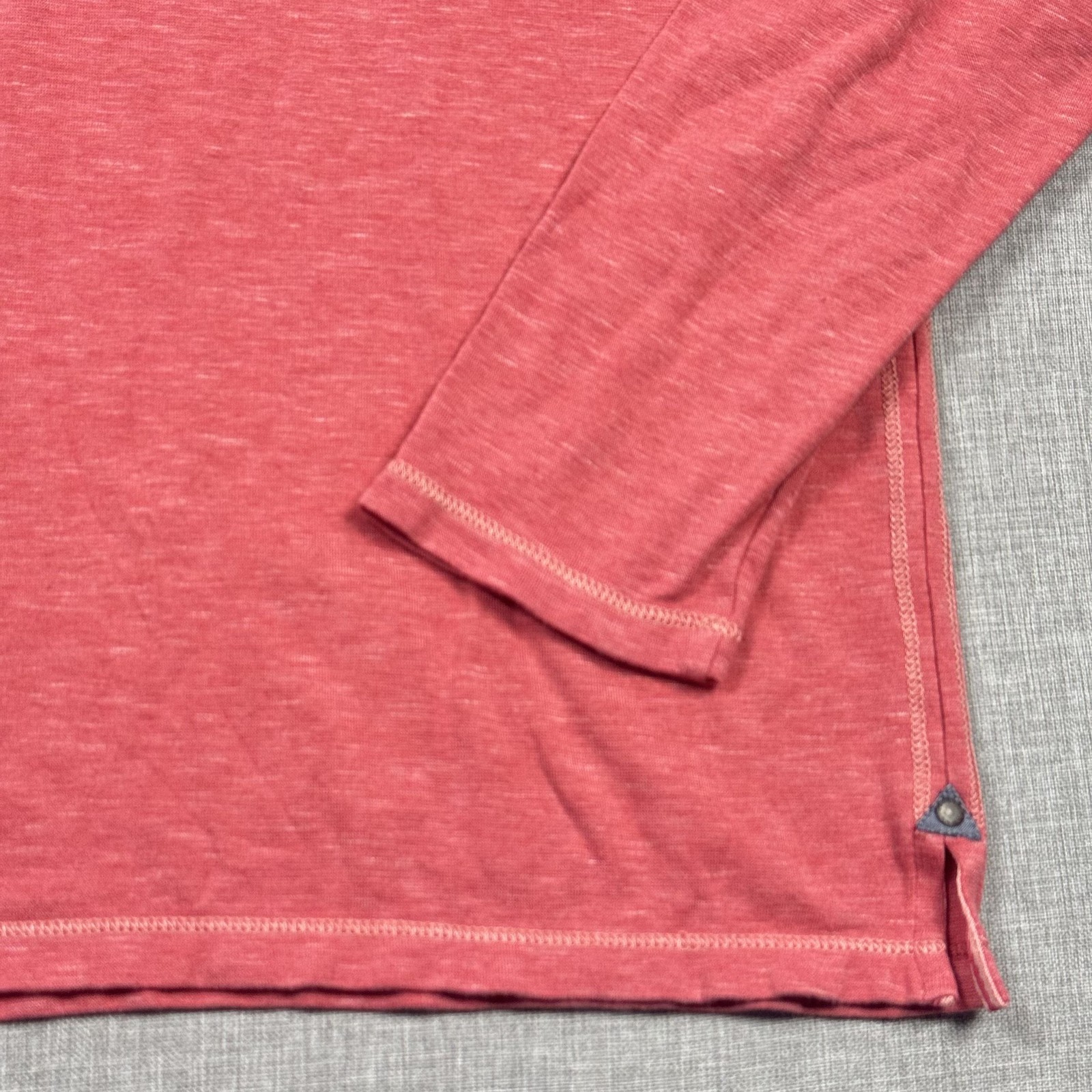 Tommy Bahama Shirt Mens Small Red Long Sleeve Henley Tagless Stretch Lightweight