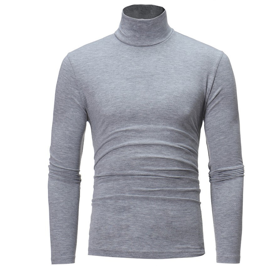 Spring and Autumn Men&rsquo;s Thin Solid Color Half Turtleneck Long Sleeve T-Shirts