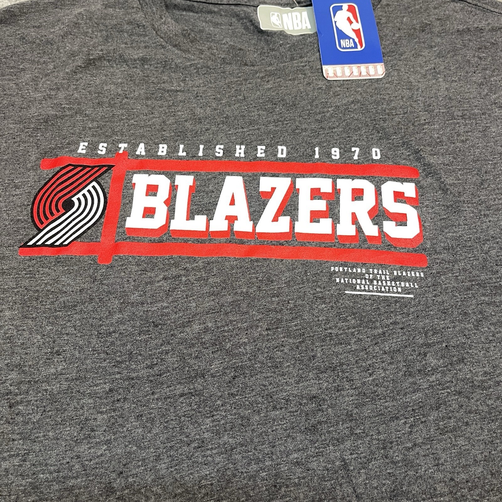 Portland Trail Blazers Mens T-Shirt 2XL Grey NBA Graphic Logo Basketball Tee