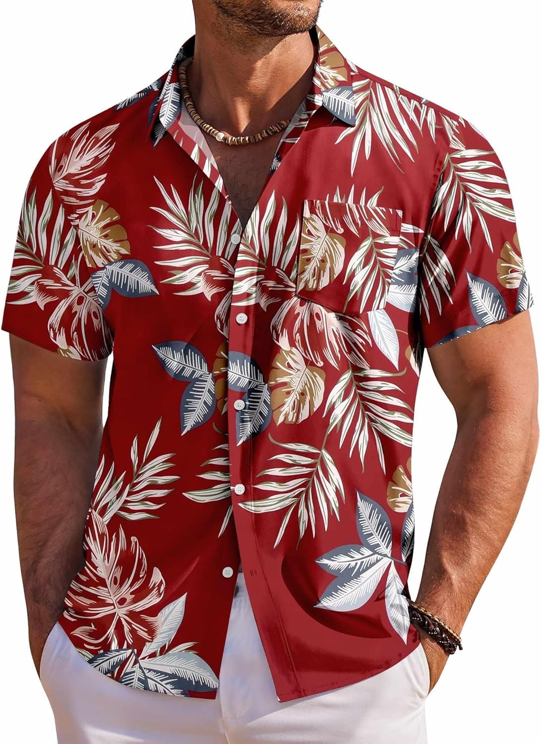 Men&rsquo;s Hawaiian Shirt Short Sleeve Floral Button Down Tropical Beach Holiday Top