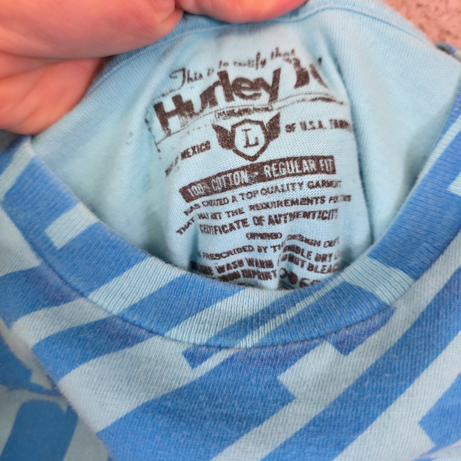 Y2K Hurley Shirt Lot of 2 Mens L Pink Blue Freedom of Choice Graphics Print Tee