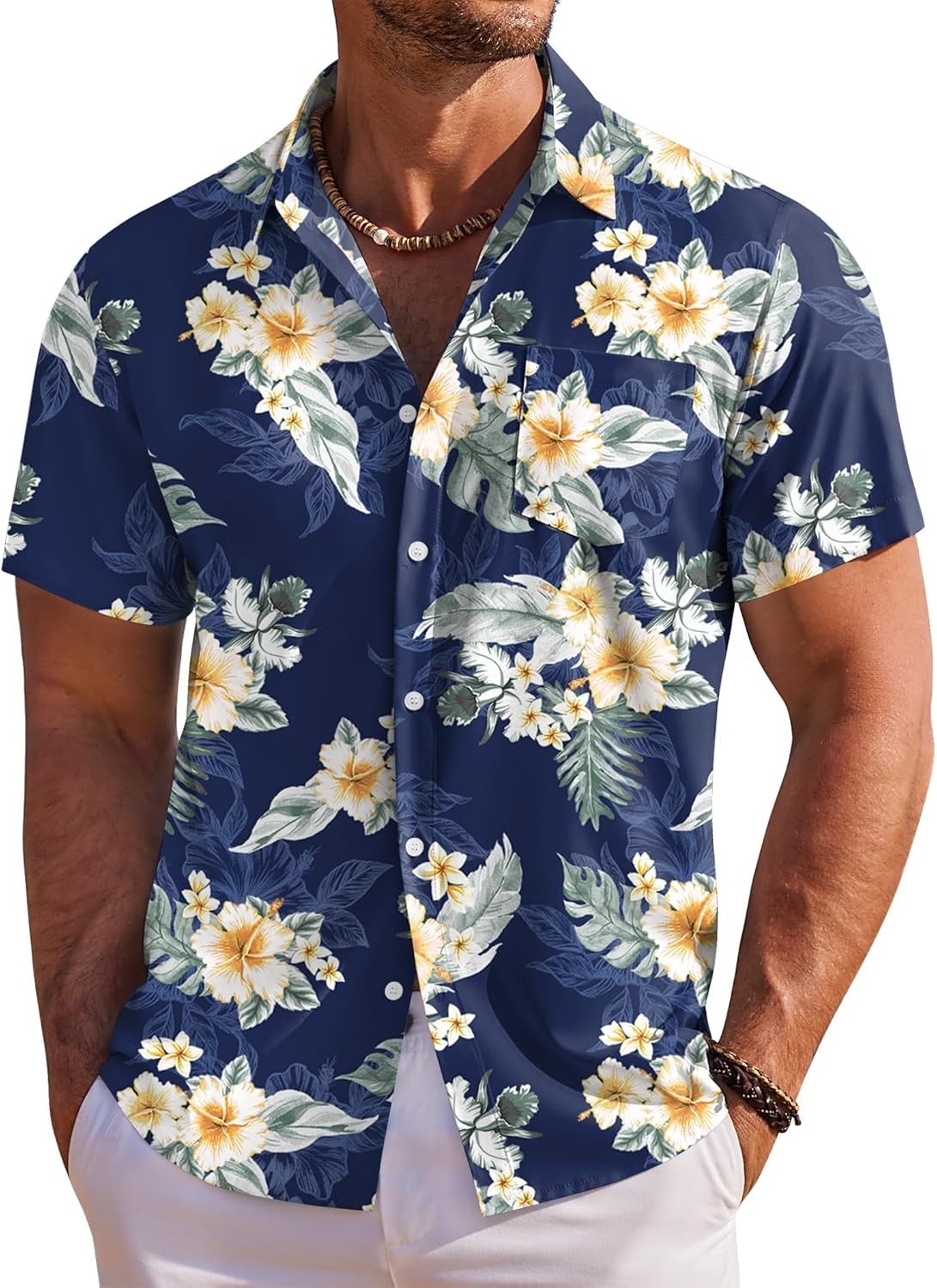 Men&rsquo;s Hawaiian Shirt Short Sleeve Floral Button Down Tropical Beach Holiday Top