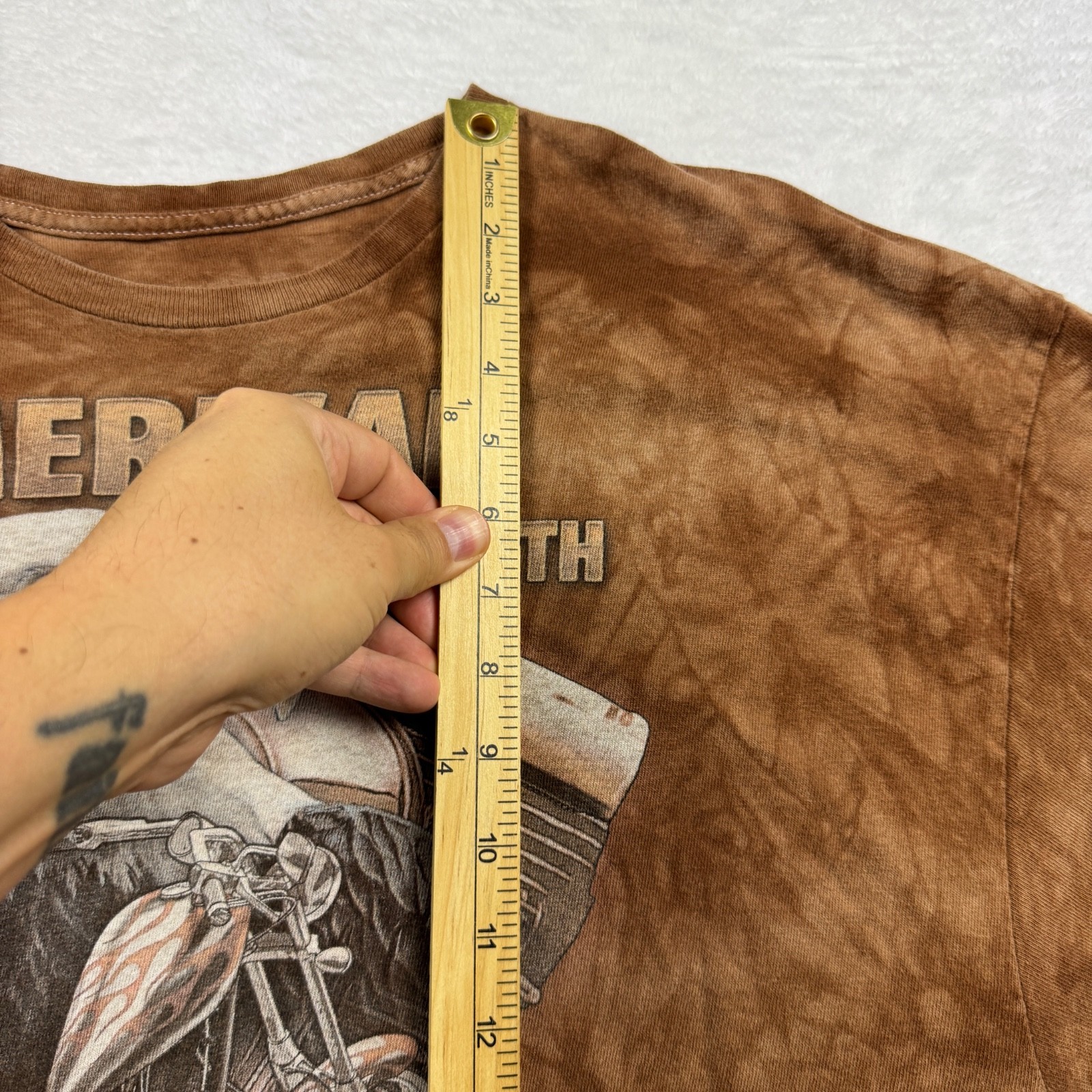 2015 Mountain Jo American by Birth Biker by Choice T-Shirt 2XL Brown Tie Dye