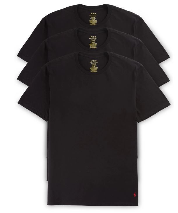 3 GENUINE POLO RALPH LAUREN MENS 1XL TO 6XL BIG&TALL BLACK COTTON CREW T-SHIRTS