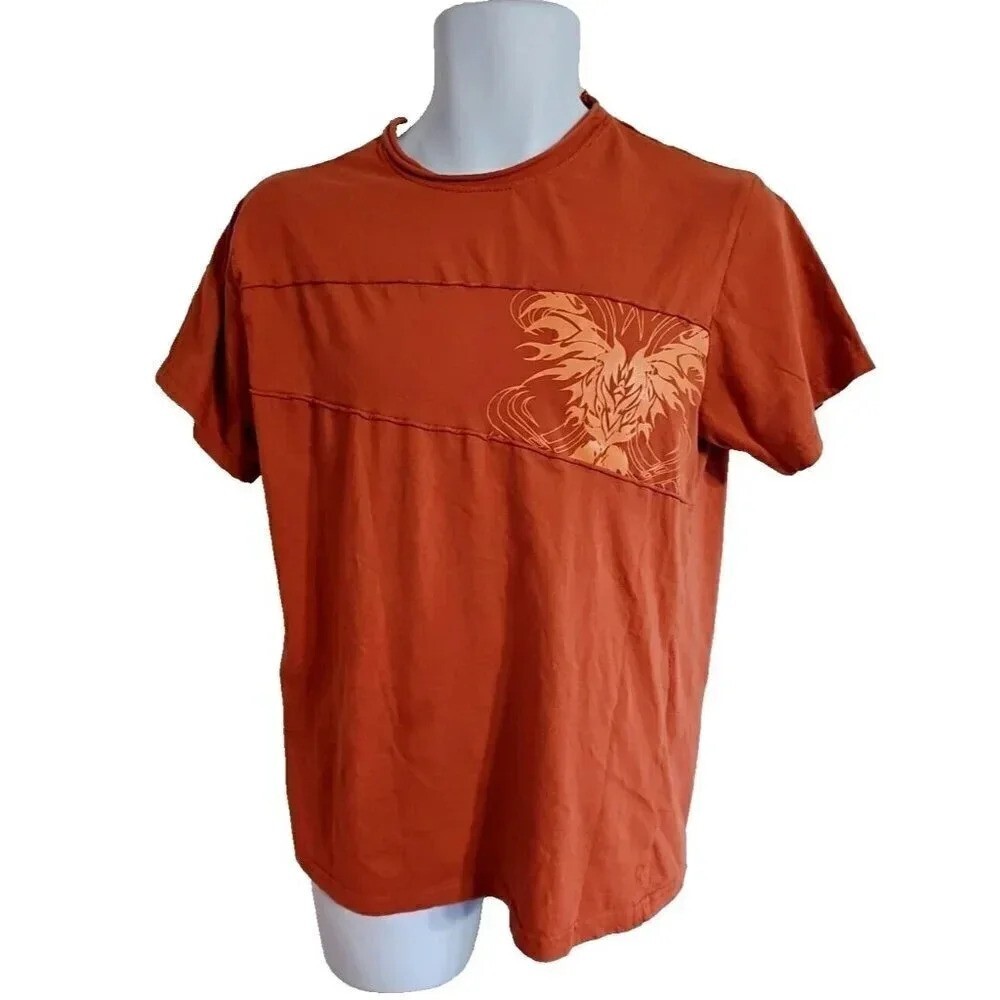 International Male Men Large Spice Orange Cotton Graphic Tee Y2K Retro Essential