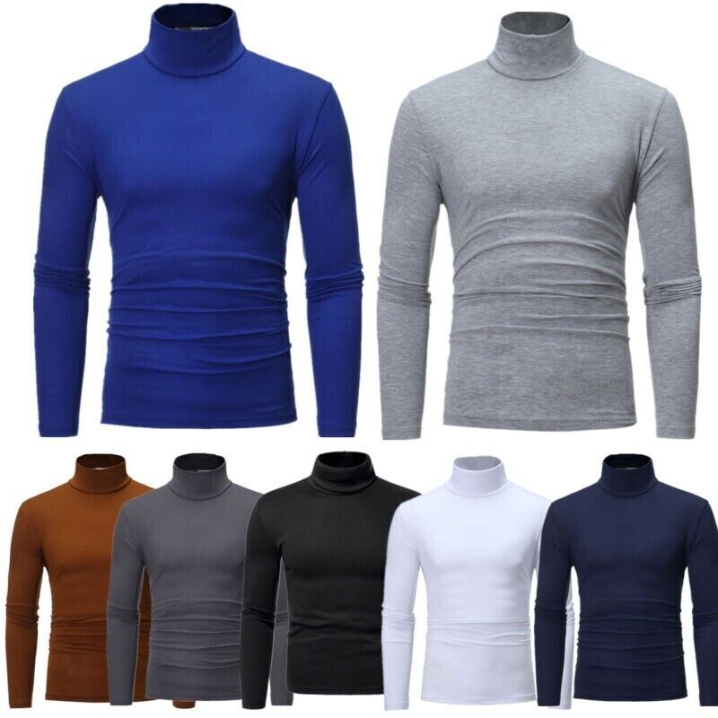 Men Tops Henley Shirts Knitted Top Knitwear Shirt Turtleneck Pullover Casual