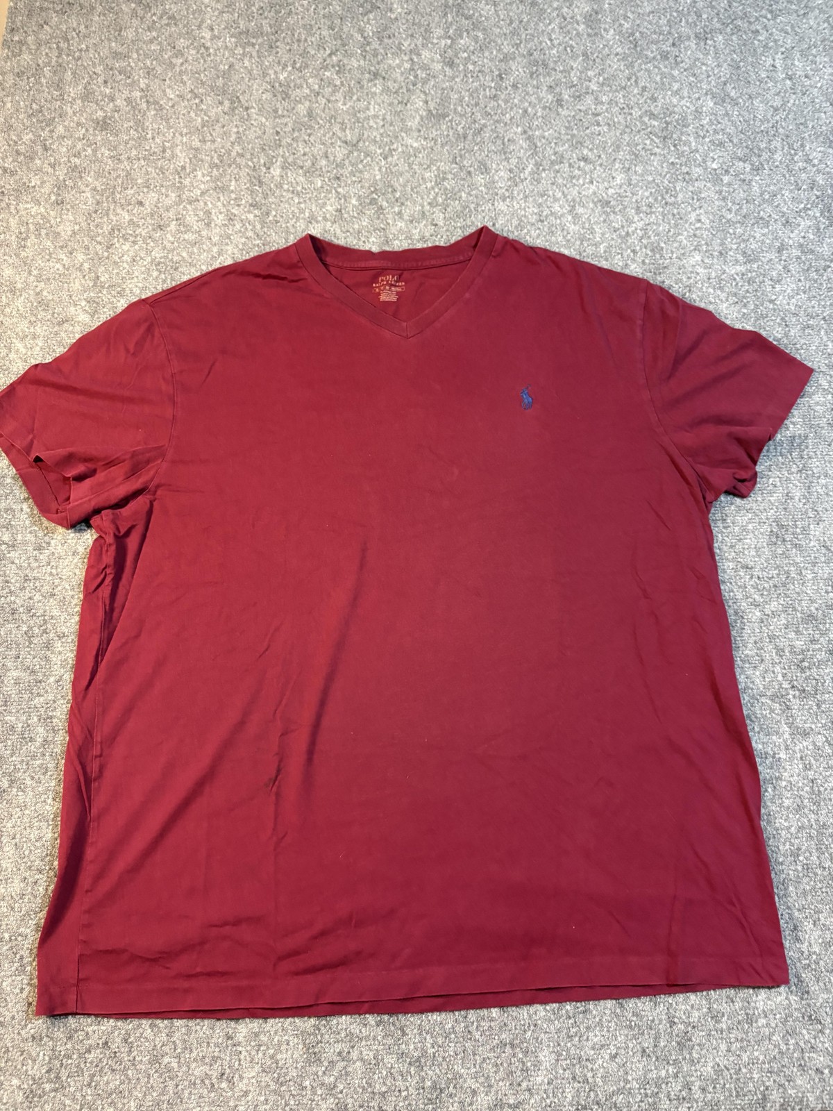 Polo Ralph Lauren Shirt Mens Big 3X Red V-Neck Pony Logo Tagless Cotton Tee