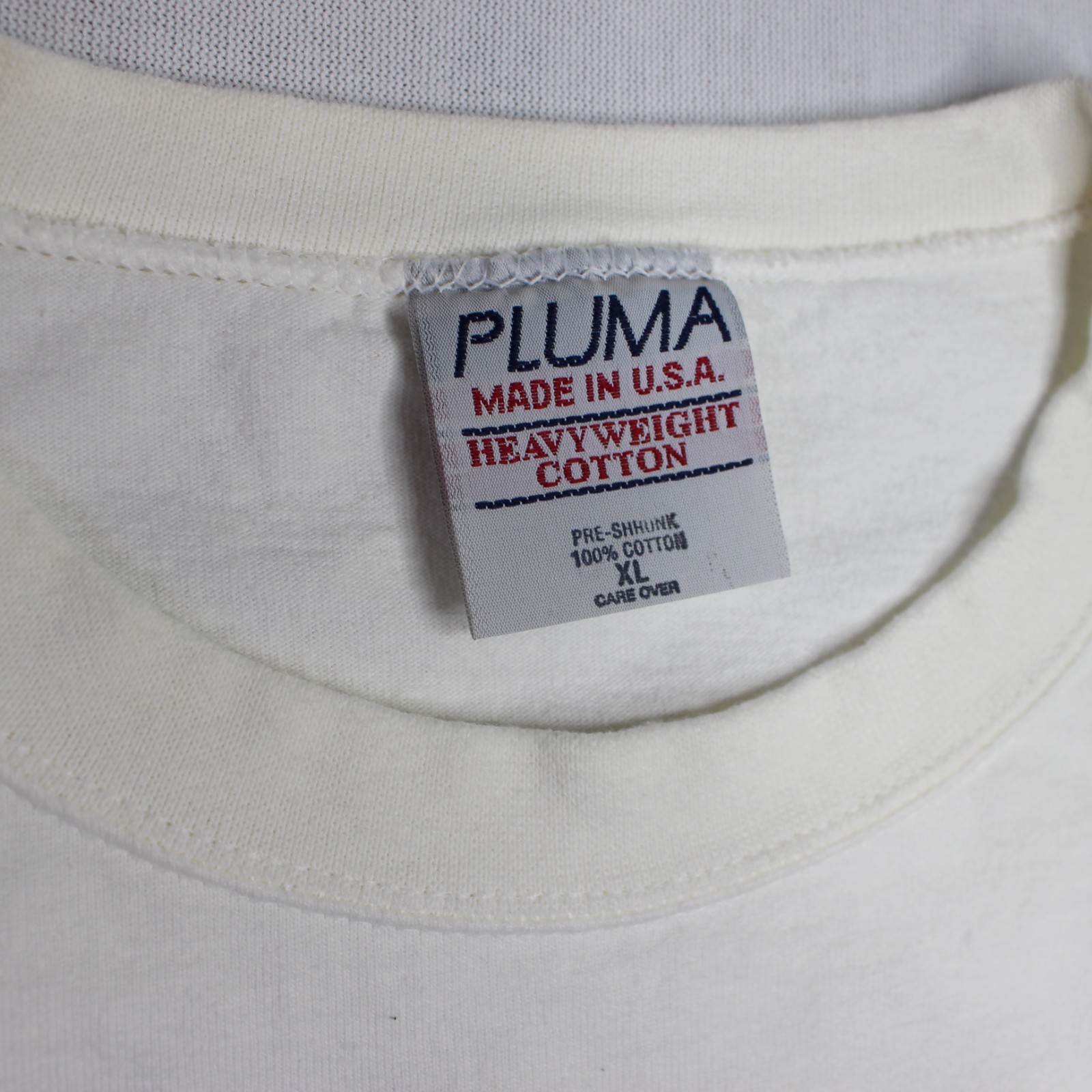 Vintage Pluma T Shirt Blank XL White Heavyweight Cotton 90s Casual RARE distress
