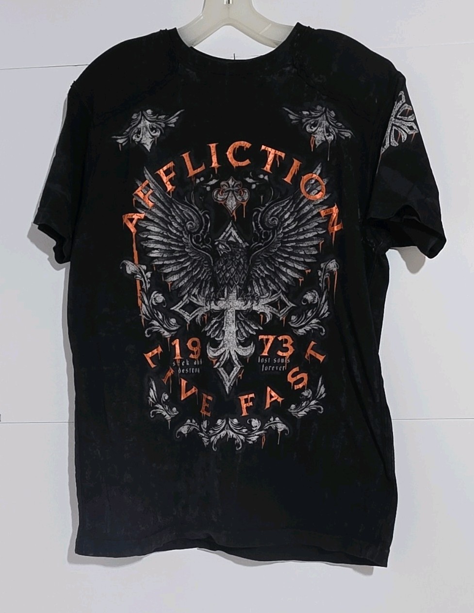 Affliction Live Fast 1973 Seek And Destroy Lost Souls Graphic T-Shirt Size Large