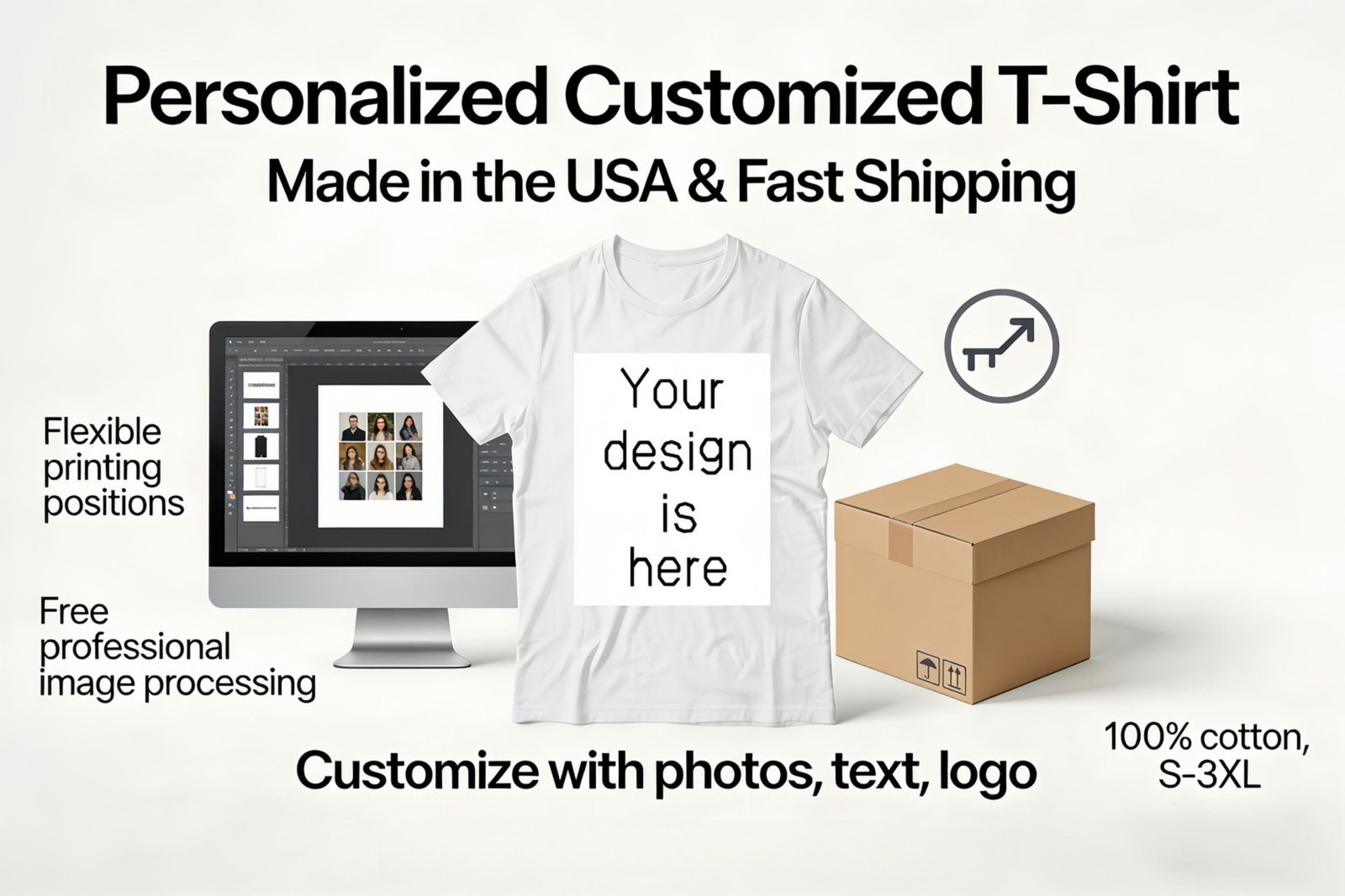Personalized Custom T-Shirt Printing with your photo, text, logo, anything New