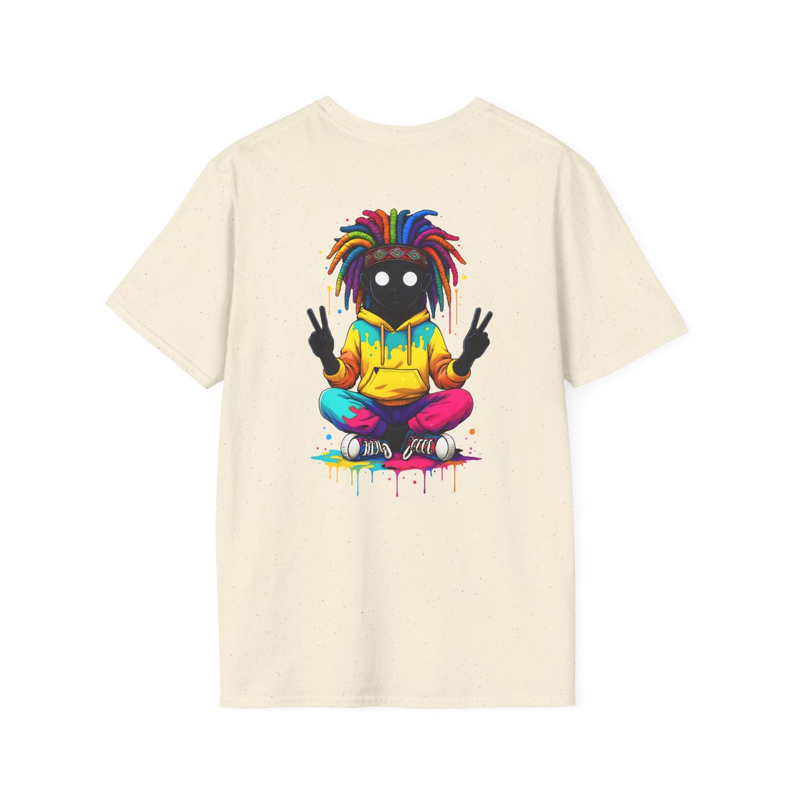 Braided Man Meditating Peace Unisex T-Shirt, Boho Urban Streetwear Fashion Tee