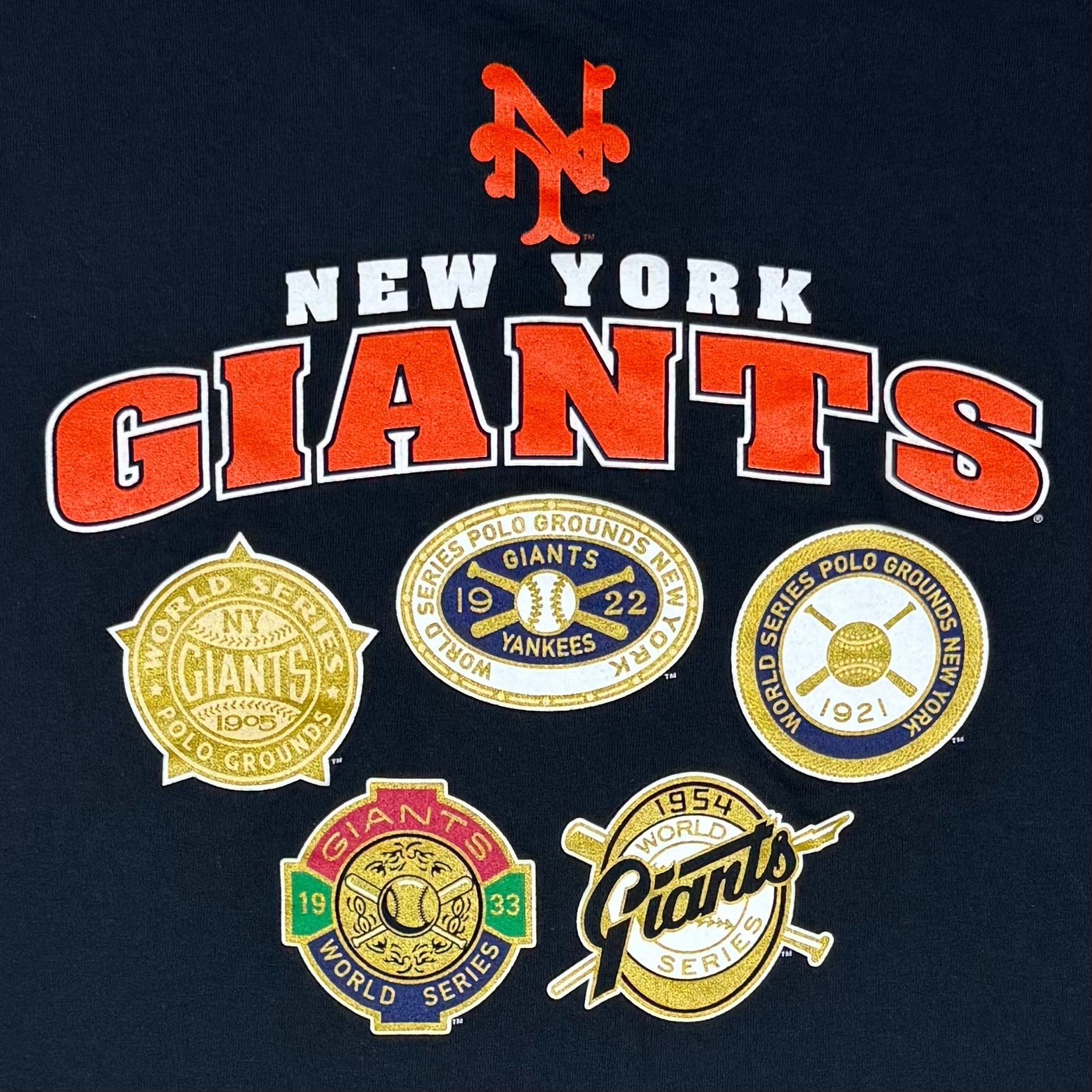 New York Giants MLB Majestic Cooperstown Collection Tee Mens XL Black Vtg Retro