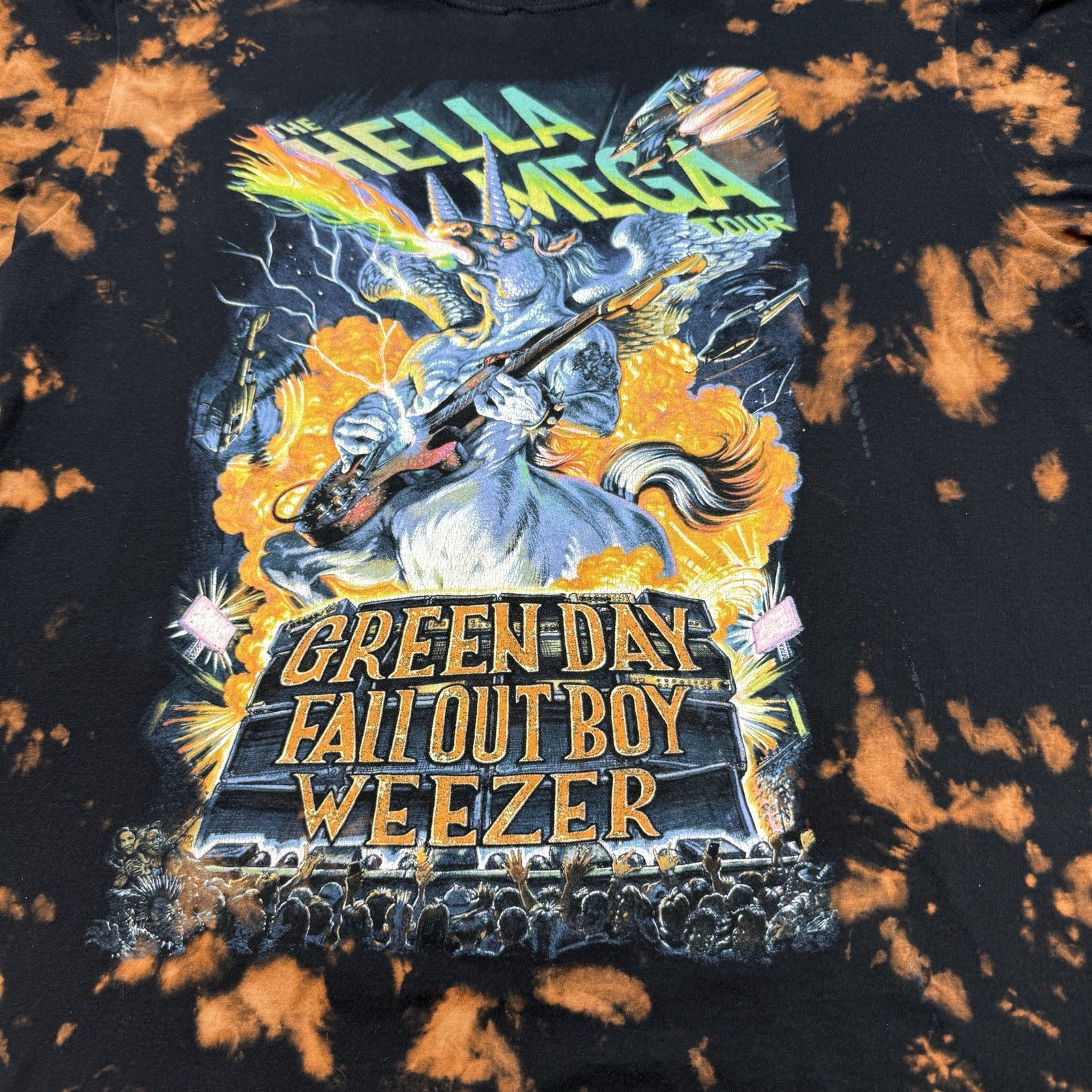 Green Day Hella Mega Tour Shirt L Bleach Tie Dye Fall Out Boy Weezer