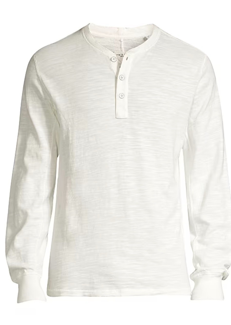 rag & bone Waffle Knit Henley Shirt Men&rsquo;s L White Solid Long Sleeve Pullover