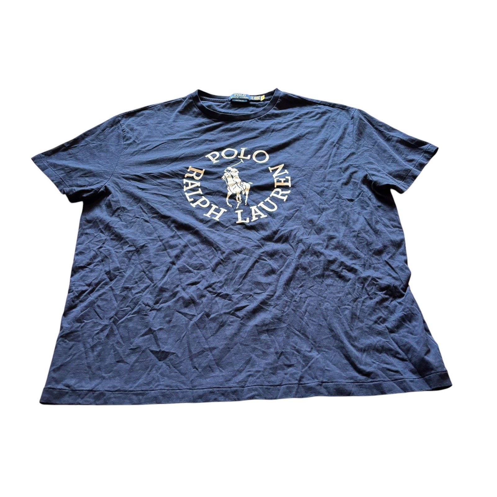 Polo Ralph Lauren Mens XL Classic Fit Navy Blue Big Pony Graphic T-Shirt Cotton