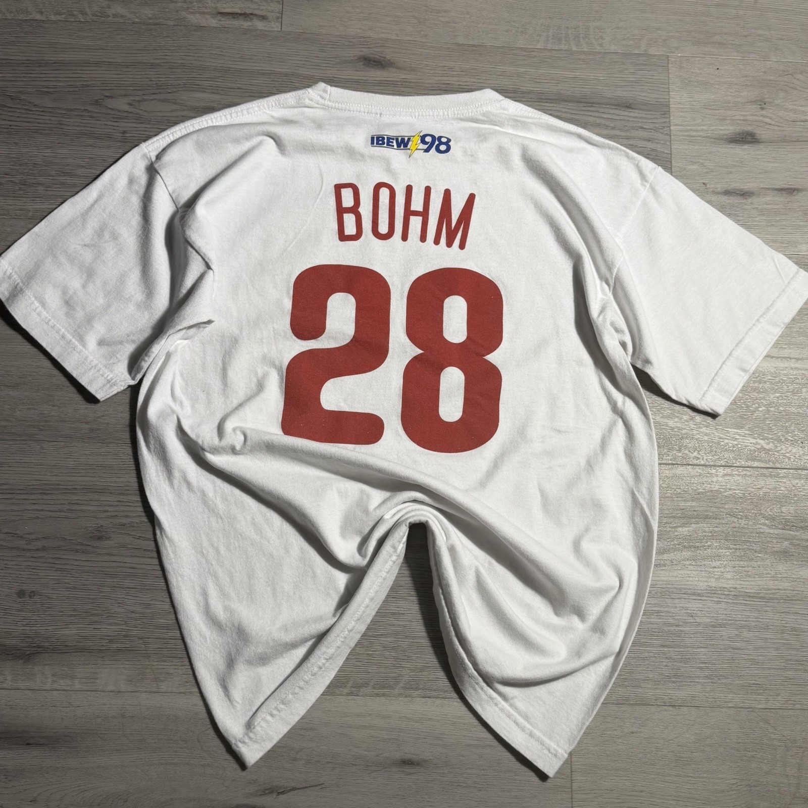 IBEW Local 98 Bohm 28 T Shirt Large Made In USA Bayside Phillies Union Tee