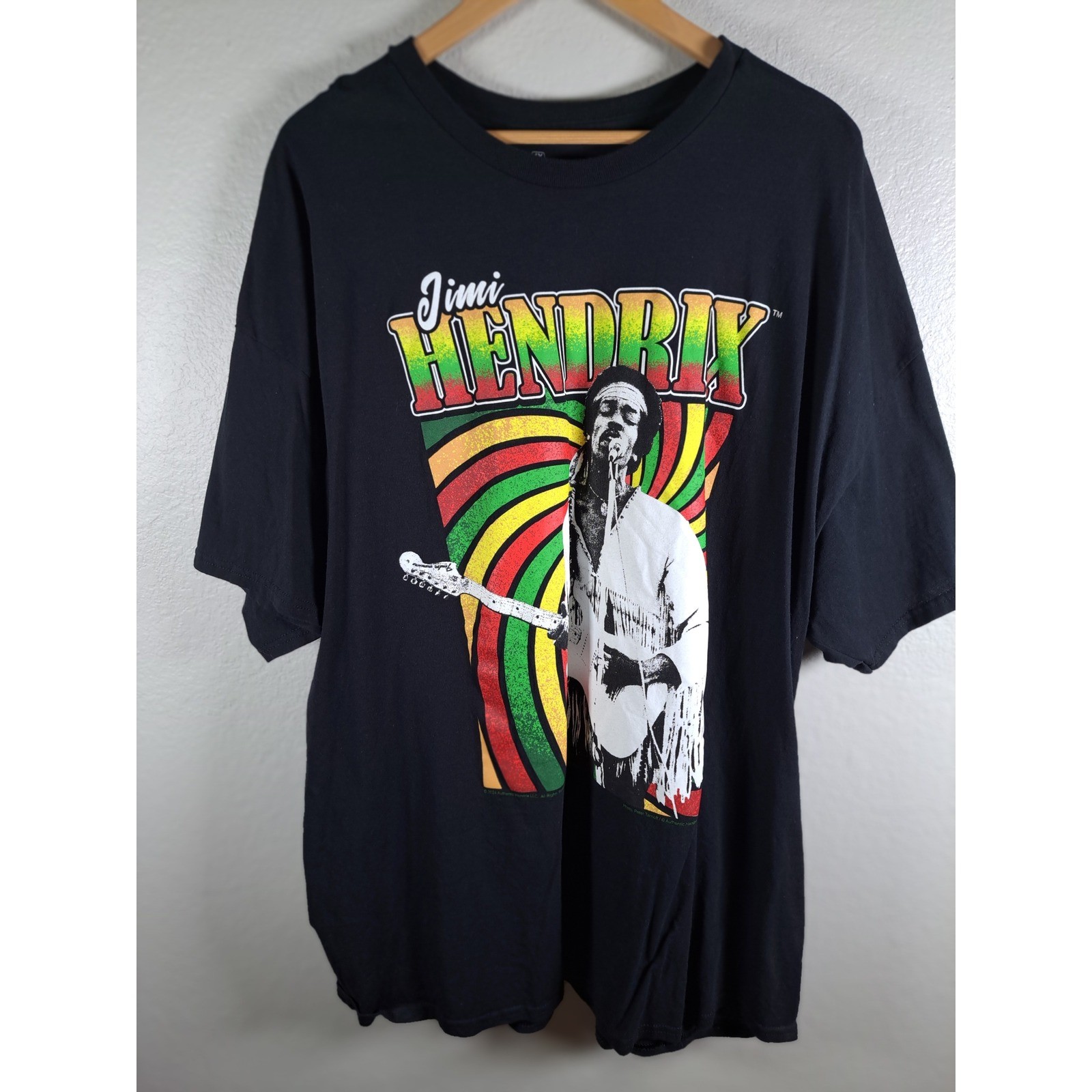 Jimi Hendrix Graphic T-Shirt Mens 4X Black Short Sleeve Authentic Hendrix Rock