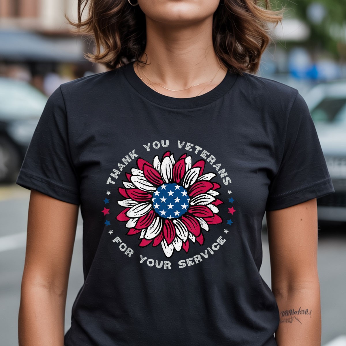 Sunflower Thank You Veterans Day Military Tribute Shirt,Honoring Our Heroes Tee