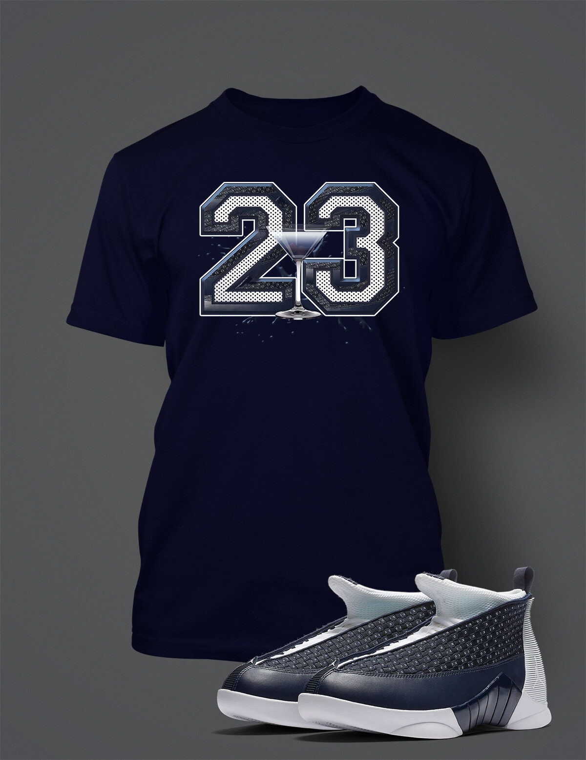 23 Graphic Sneaker Tee Shirt Complements J&rsquo;s 15 OBSIDIAN Shoe Big Tall Navy T