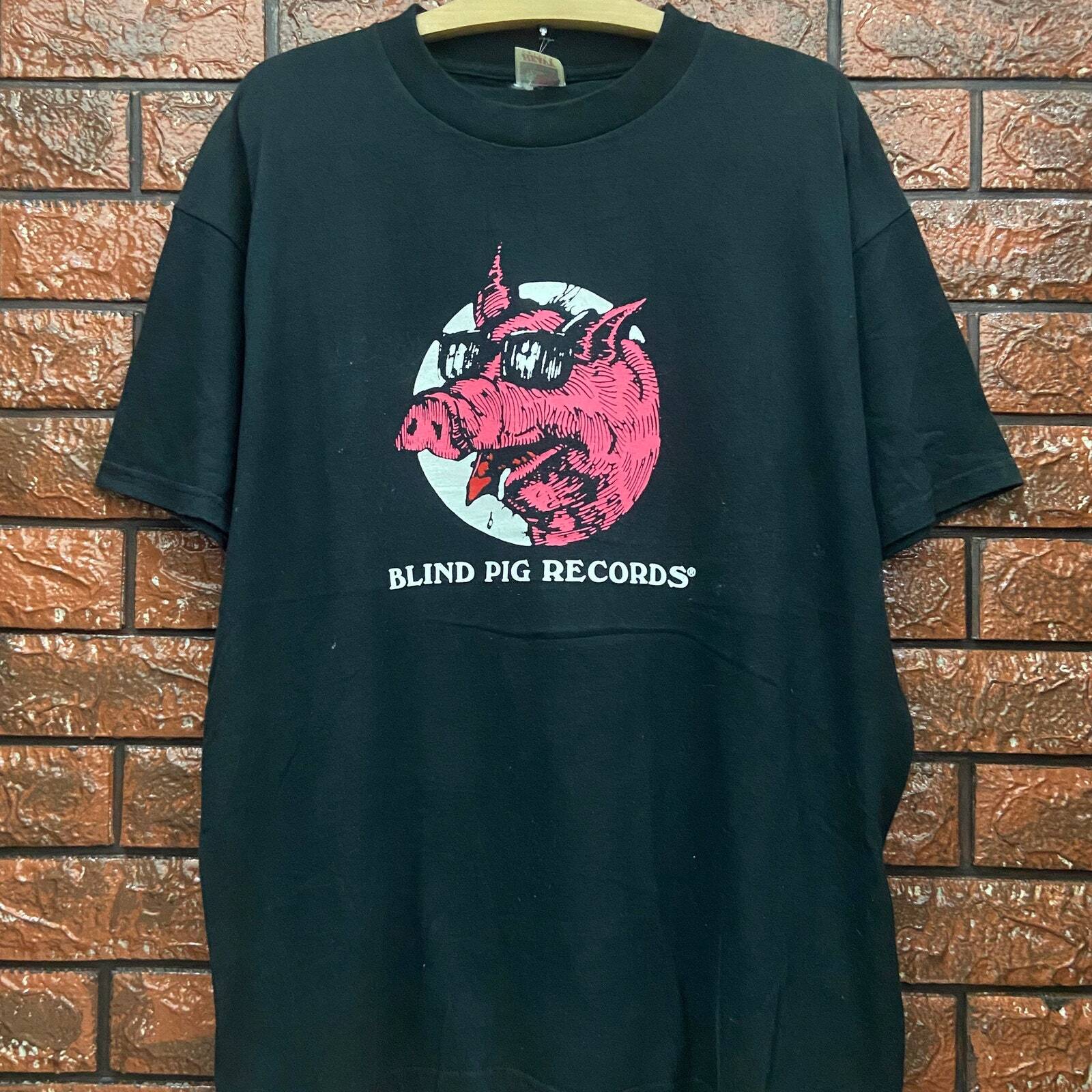 Vintage 90s Blind Pig Records American Blues Label T Shirt / Art rock / Blues So