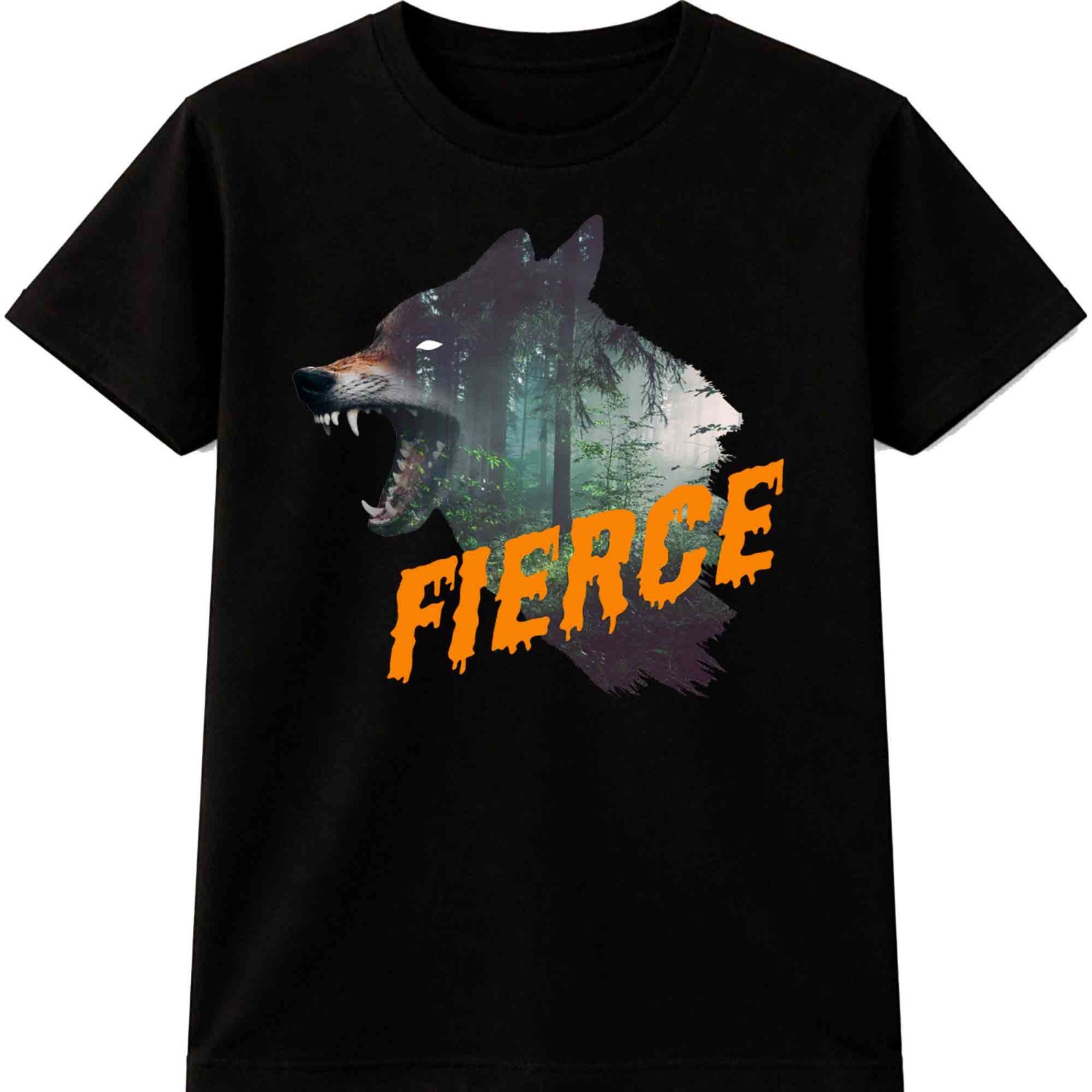 Fierce Wolf Tee Wild Animal Forest Nature Wolves Howling Graphic Wolf Pack Gift.