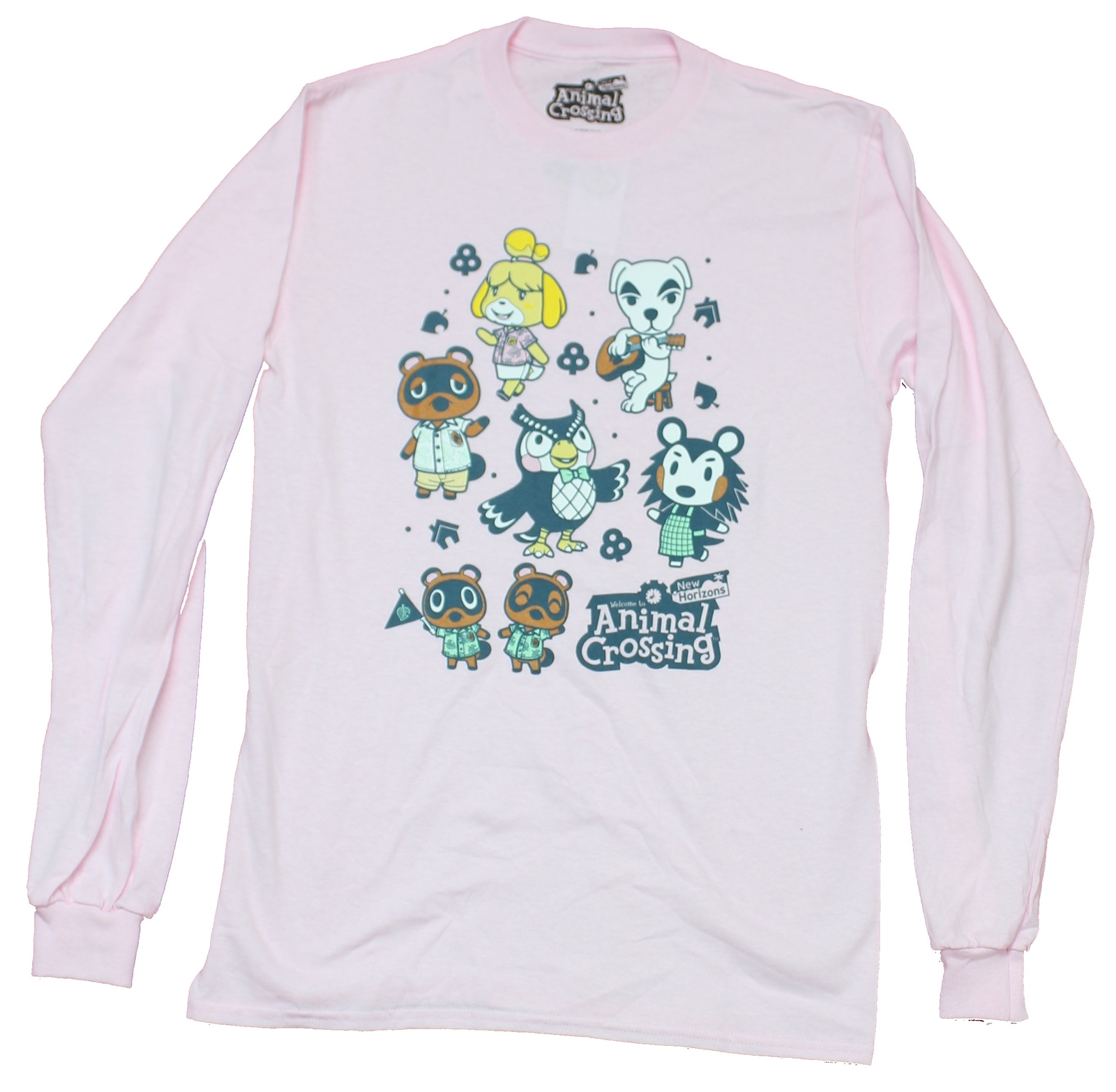 Animal Crossing Mens Long Sleeve T-Shirt – 7 Character New Horizons Logo Group