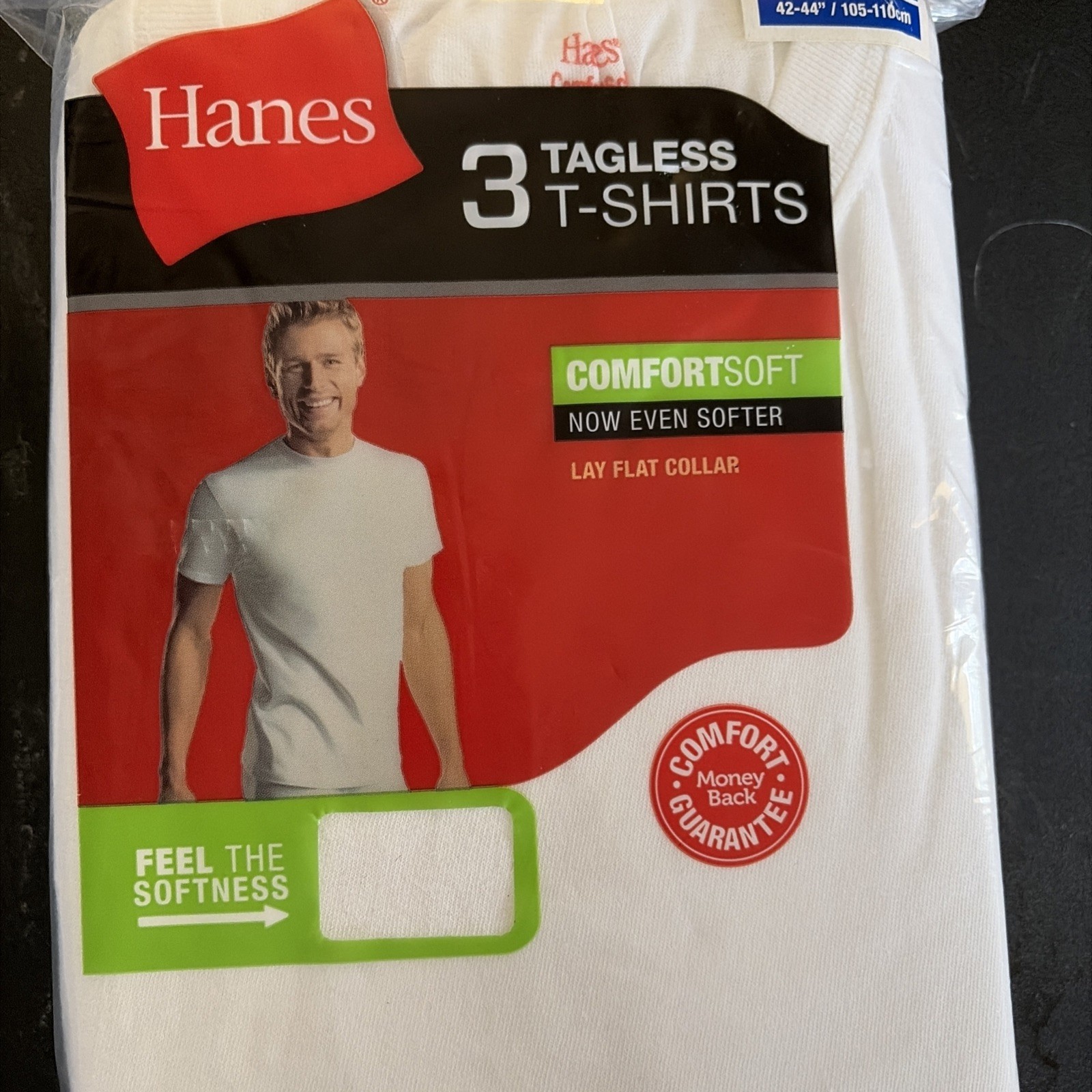 Men&rsquo;s White Cotton Hanes 2135 Tagless T Shirts Large 42-44 New 3 Pk
