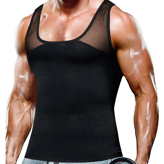 Mens Body Shaper Vest Chest Compression Shirt Abdomen Slim Tank Tops Undershirt