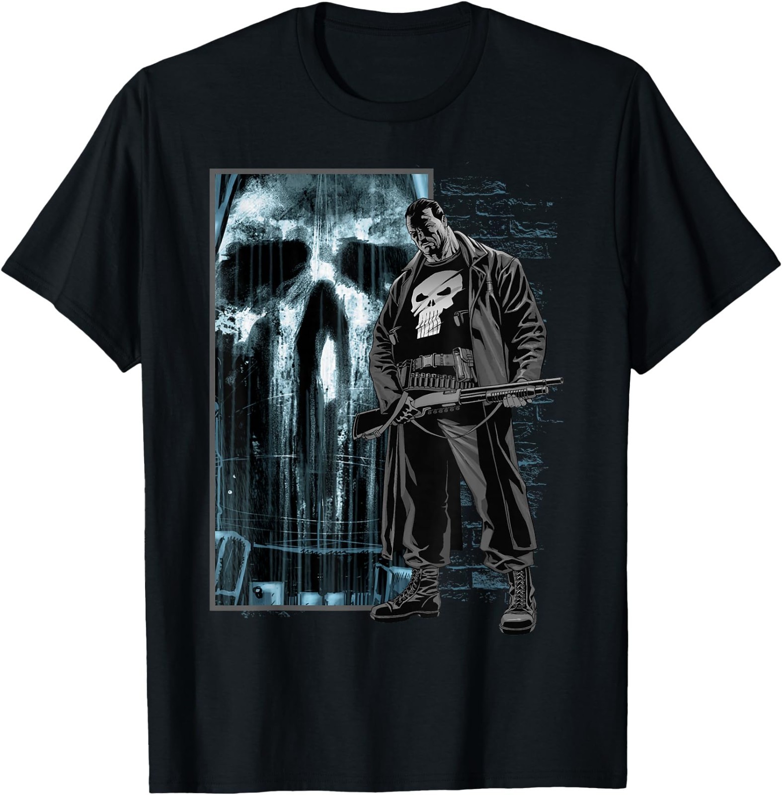 Marvel Comics Retro Classic The Punisher Bullet Storm Skull T-Shirt
