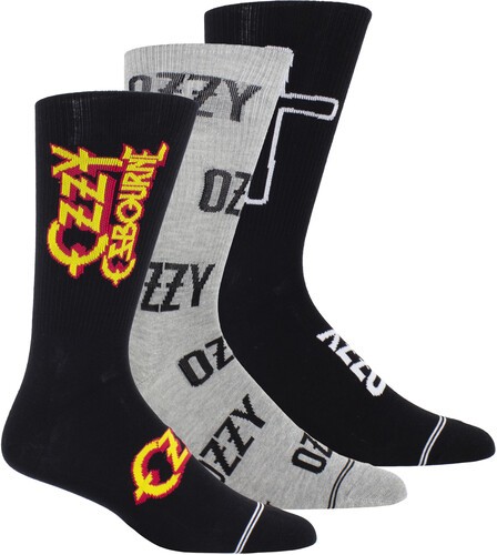 Ozzy Osbourne – Perri&rsquo;s – Ozzy Osbourne – Volume – Crew Socks (3 Pack) [New ] So