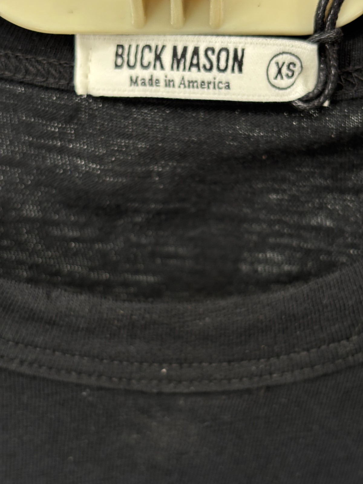 Buck Mason Black Slub Classic Pocket Tee Men XS Short Sleeve Crew Neck Solid Tee