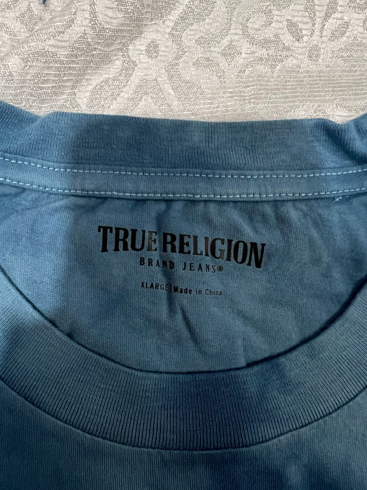 True Religion Men&rsquo;s Size XL Bluestone Tie Dye Buddha Foil Crew Neck Tee $69 NWT