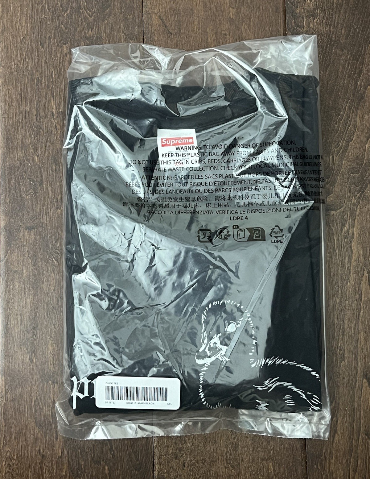 Supreme SS26 Duck Glitter Printed Graphic Tee Black Size XXL Mens New IN HAND