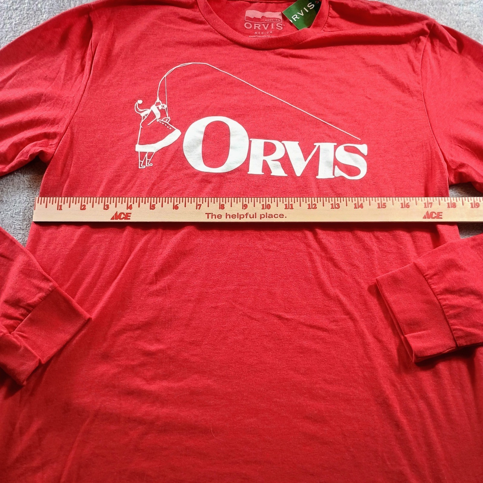 Orvis Mens Bent Rod Santa LS Tee Red Medium NWT Fly Fishing Gorpcore