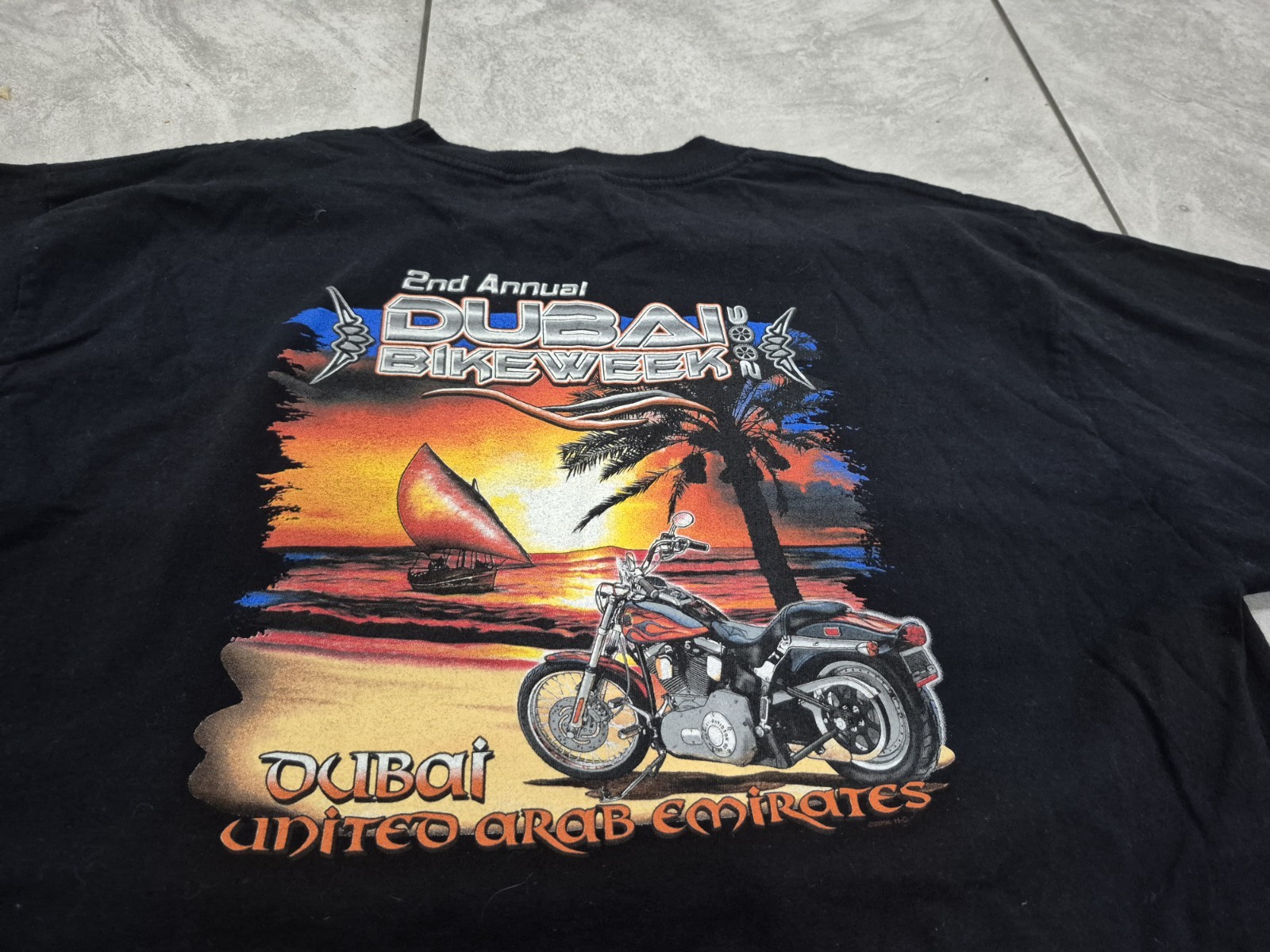 Men&rsquo;s Harley Davidson T-Shirt 2XL 2 Sided Dubai UAE Rare Preowned
