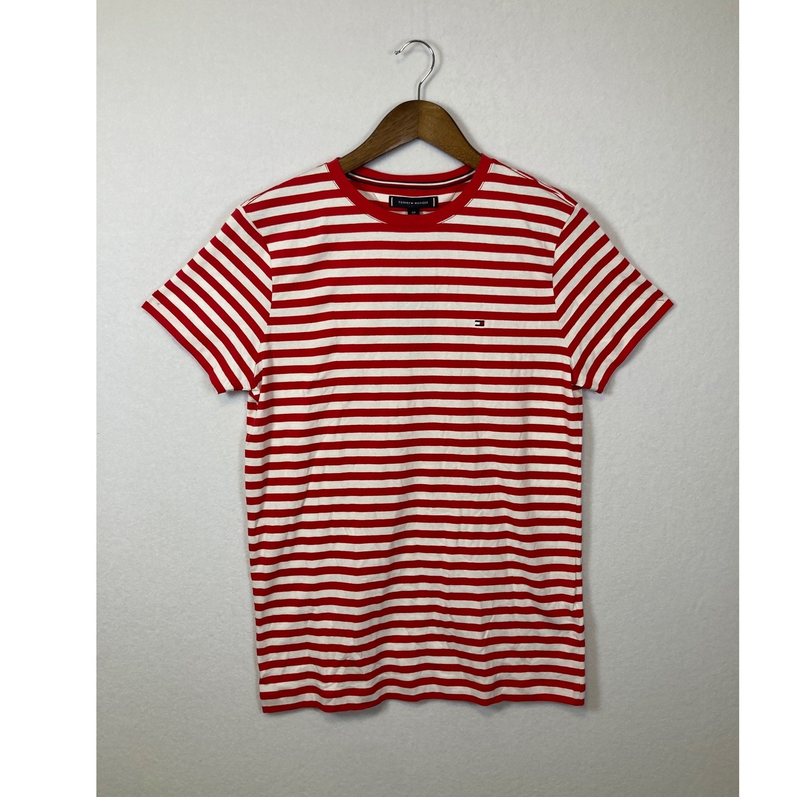 Tommy Hilfiger Mens Extra Slim Fit Striped T-Shirt Red White NWT Small