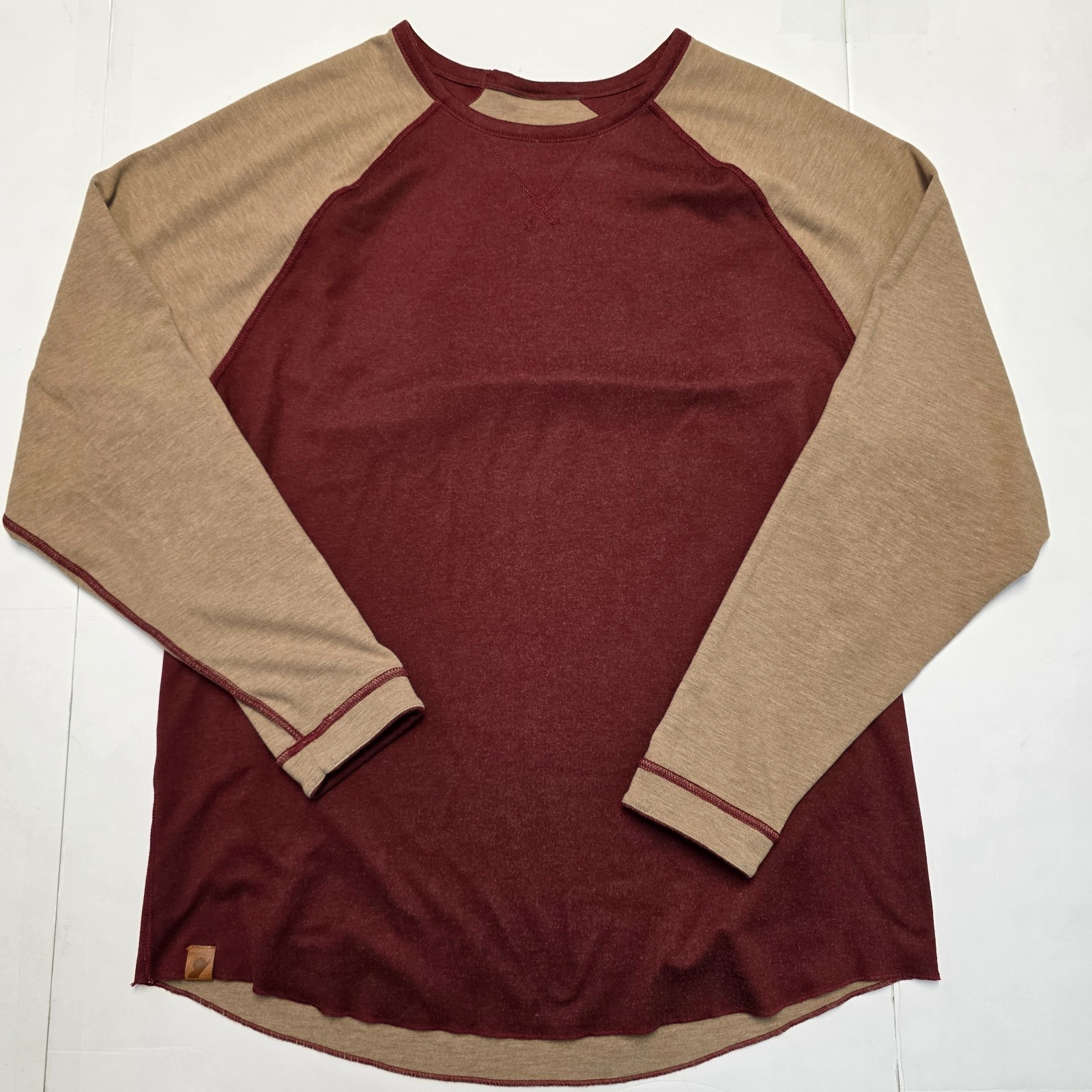 New FUNDAMENTAL COAST Long Sleeve REVERSIBLE Raglan Shirt 2XL XX-LARGE Brown Red