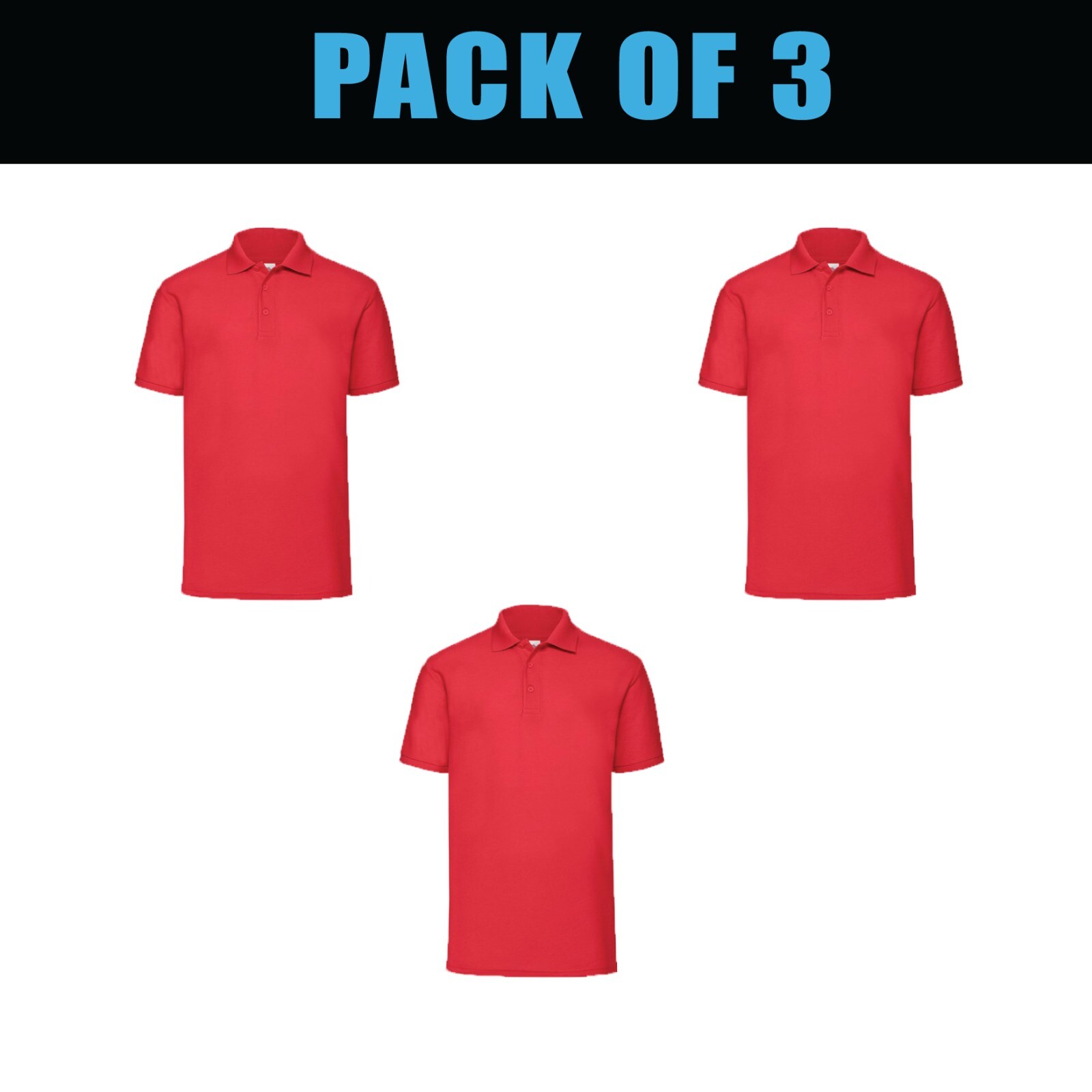 Pack of 5 & 3 Fruit of the Loom 65/35 Polo Plain Smart Casual Short Sleeve SS402