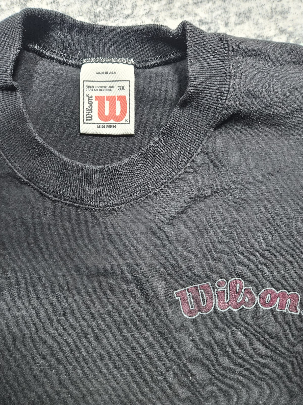 Vintage 90s Wilson T-Shirt Black Size 3X Big Men Made In USA Short Sleeve