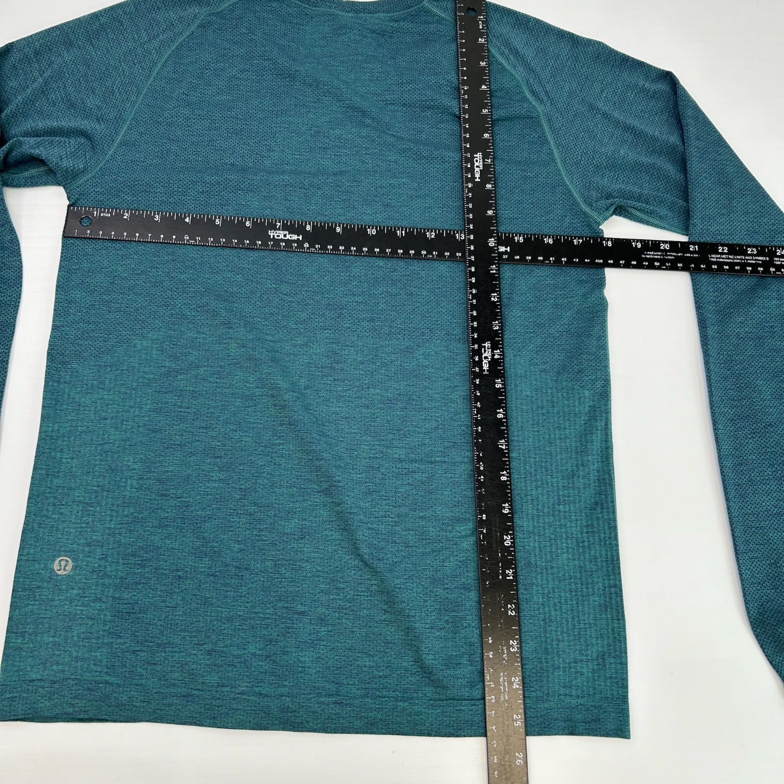 Lululemon Shirt Men Small Heather Teal Long Sleeve Train Work Party Run Gym Ex