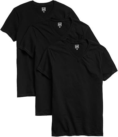 GAP Mens Vneck T-Shirt T Shirt, True Black, Large US (PACK 1)